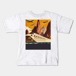 Boat & Planes Vintage Travel Art Poster Kids T-Shirt